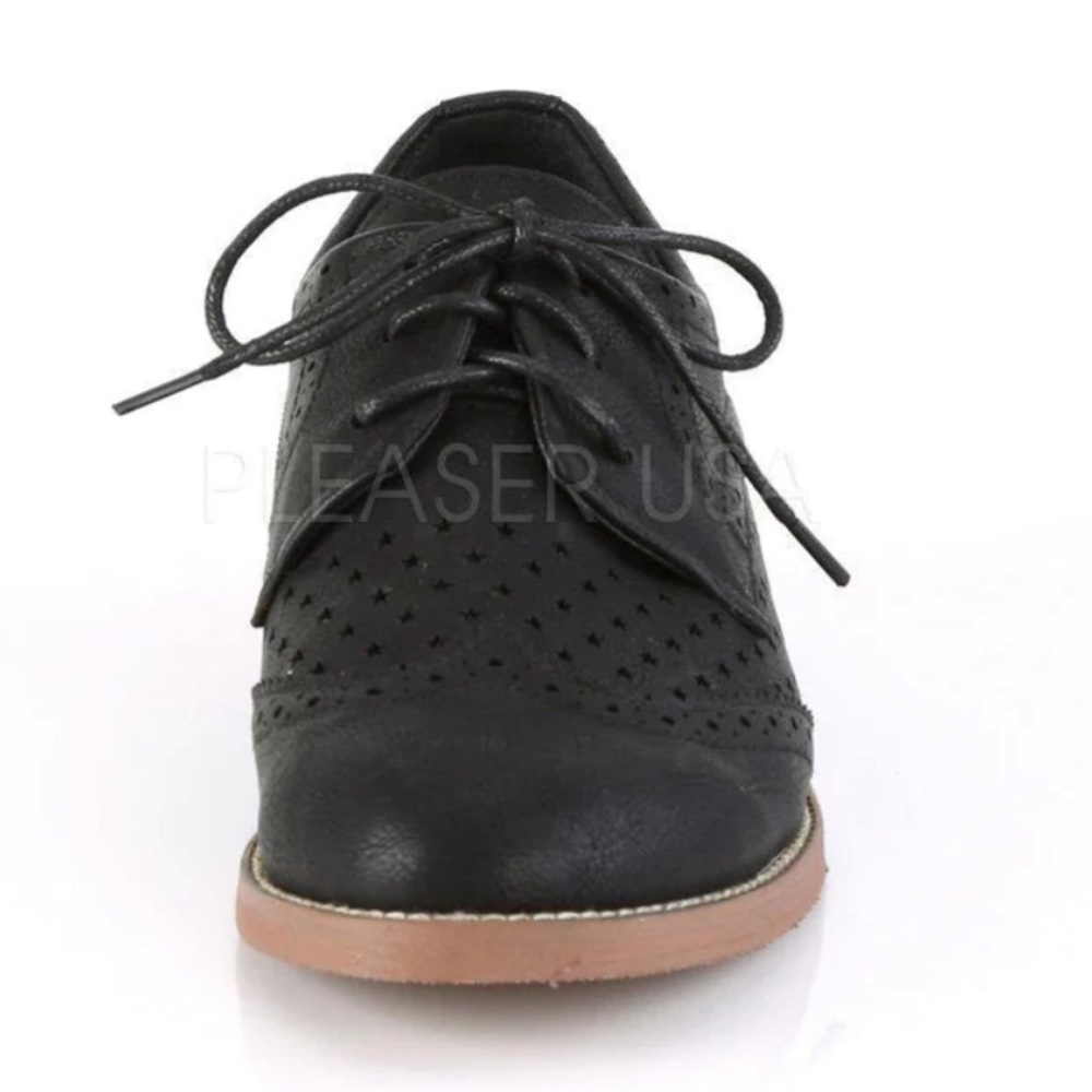 New HEPBURN-26 FAUX LEATHER RETRO WINGTIP HEEL OXFORD SHOES - Picture 2 of 12
